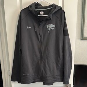 Nike Gray Kansas State Jacket with Hood and Full-Length Zipper